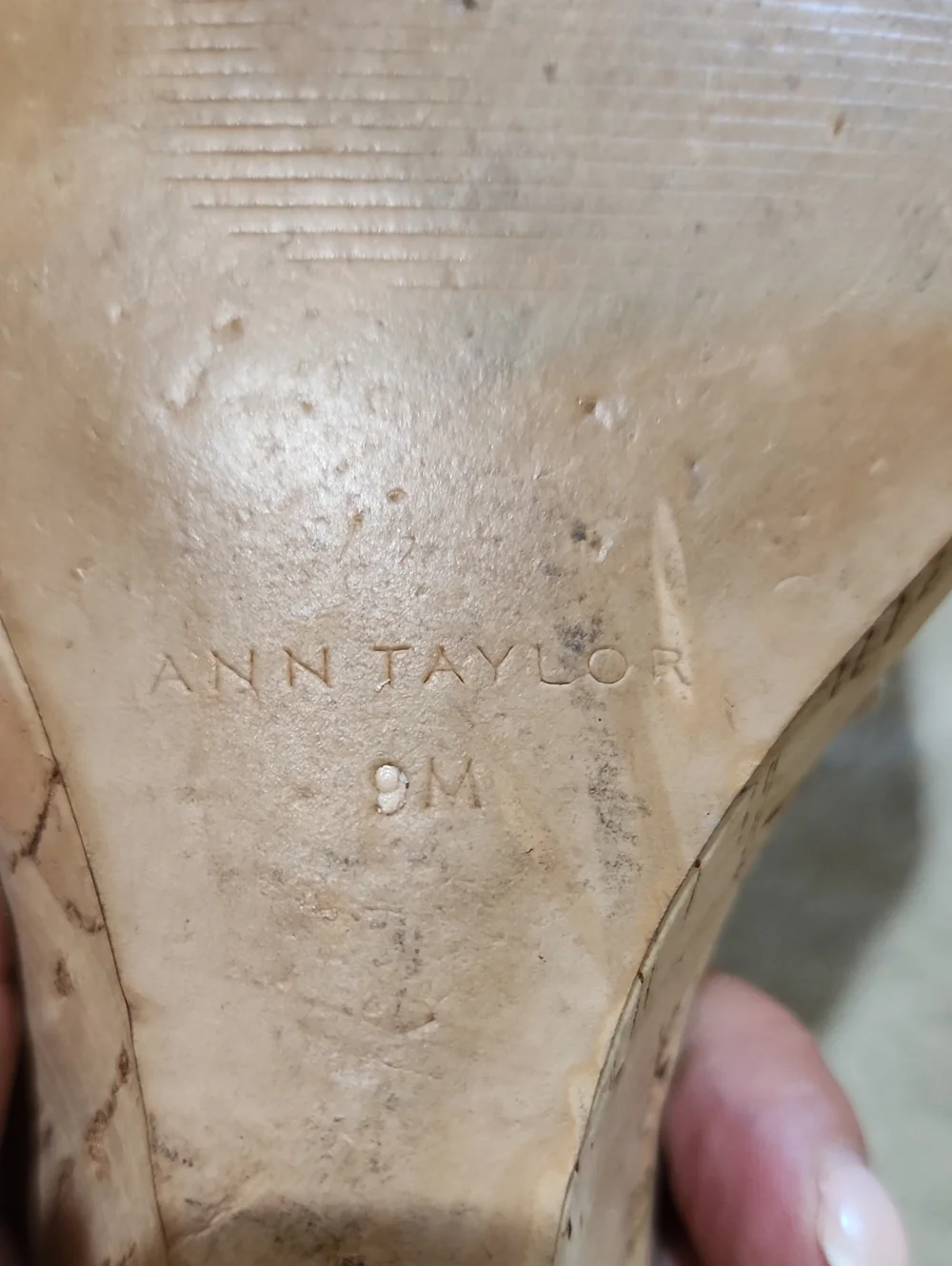 Like New Ann Taylor Cork Ankle-Strap Wedge Sandals - Natural